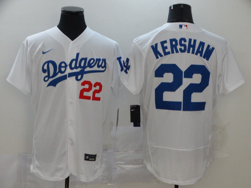 Men Los Angeles Dodgers #22 Kershaw White Nike Elite MLB Jerseys